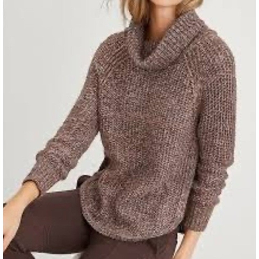 Prana Womens Sweater Space Dye Chunky Knit Cowl Neck Raglan Size M Boho Earthy